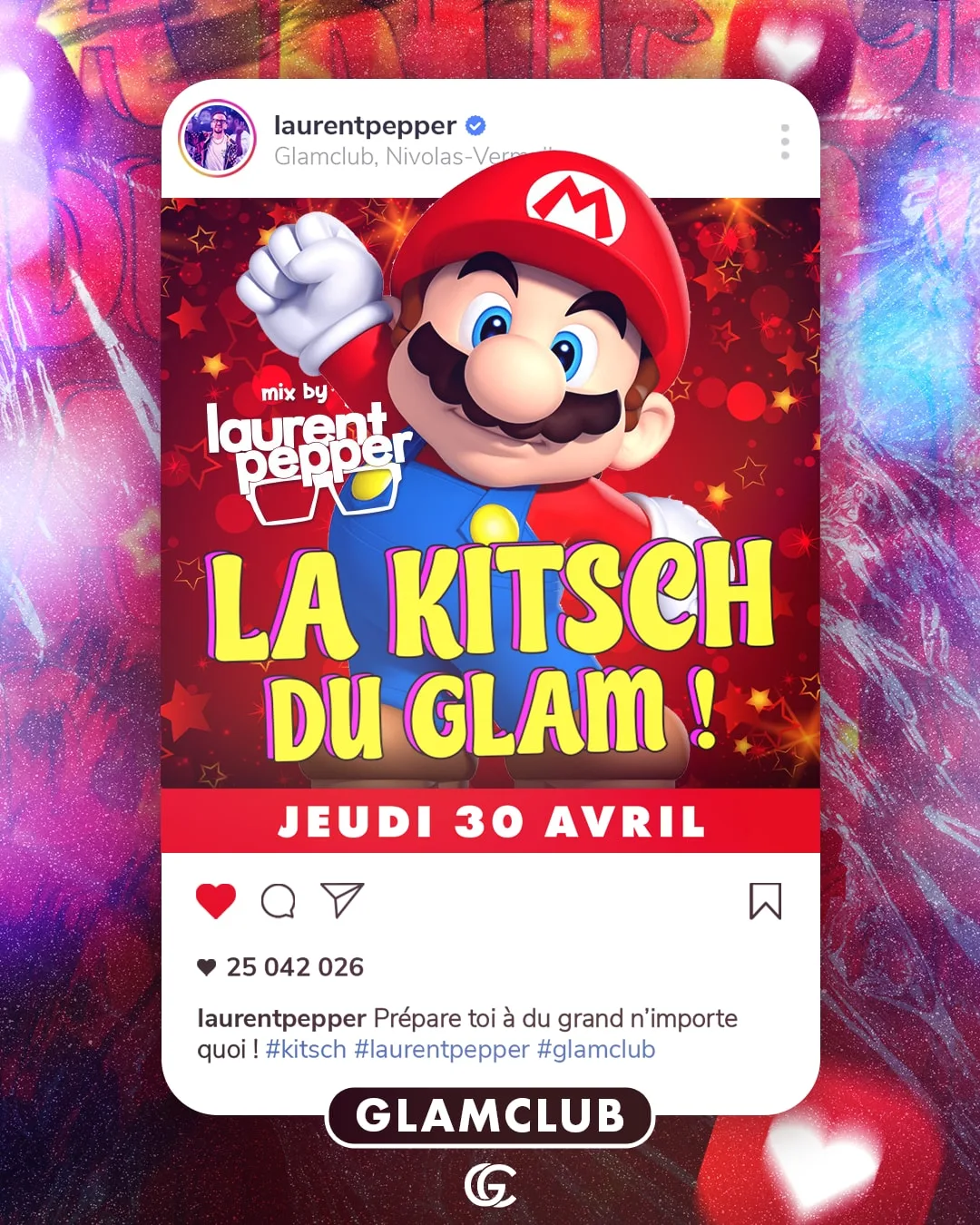 Affiche de la soirée La Kitsch du Glam !