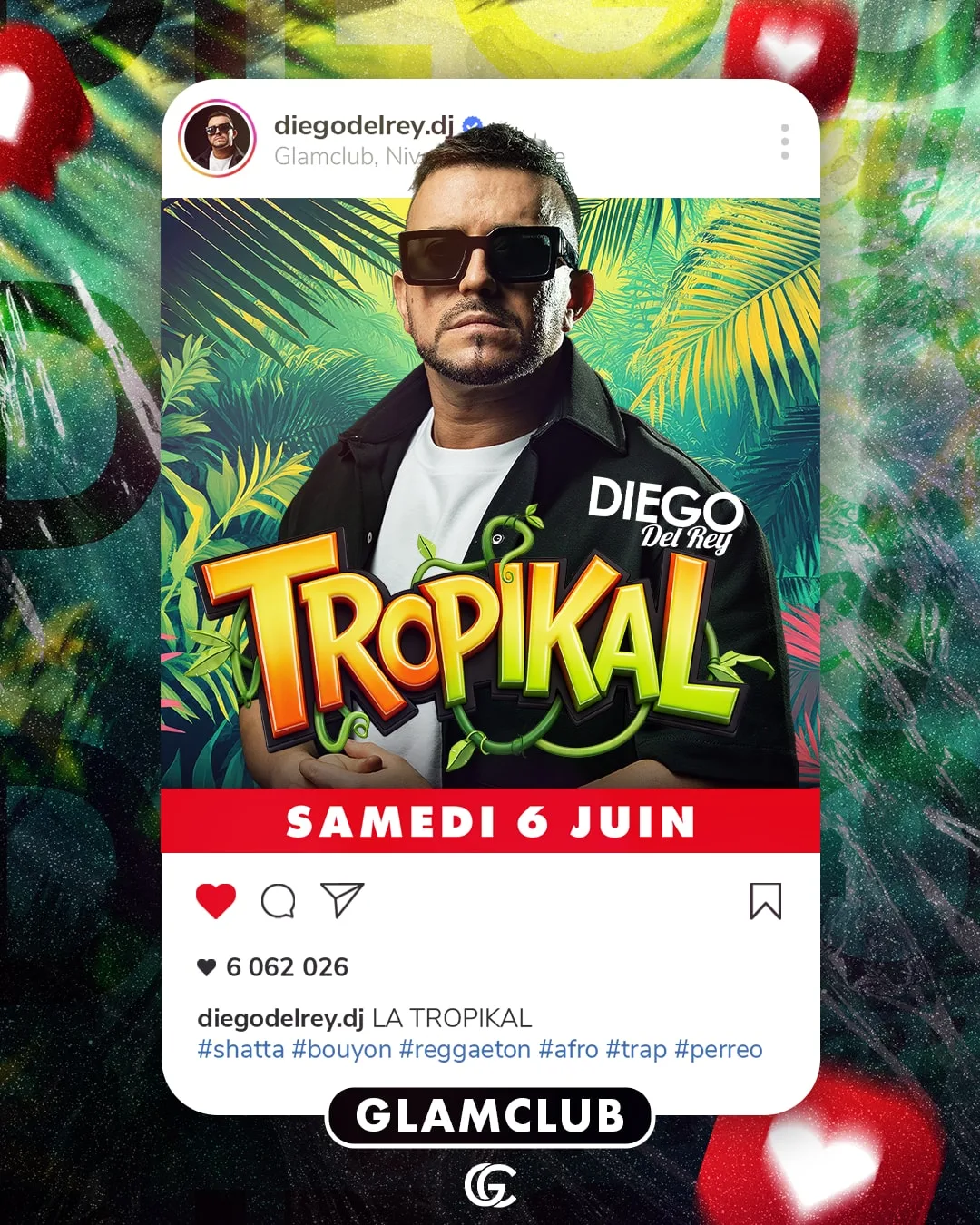 Affiche de la soirée Diego Del Rey · Tropikal
